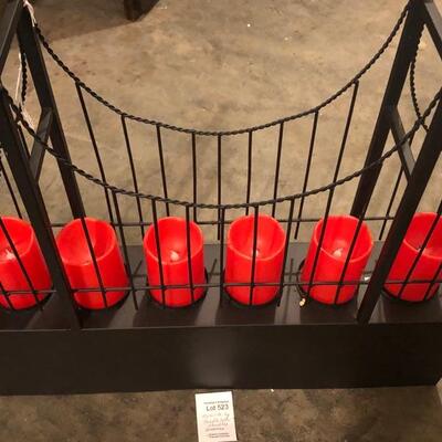 Vintage Black Metal Brooklyn Bridge Candle Holder w/Candles