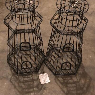 2 Tall Black Metal Lighthouses 