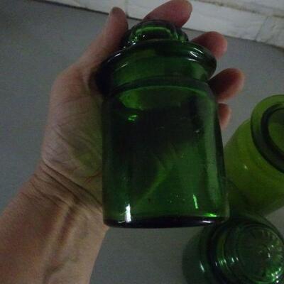 MCM Emerald Green Decanters, Apothecary Jars (3)