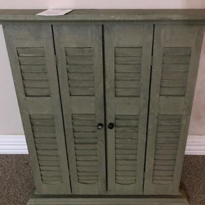 Decorative Wall Mirror with Green Shutters & Beige Mirror Frame