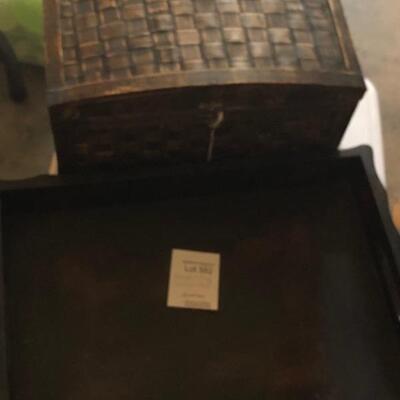 Vintage Wooden Box and Wooden Tray