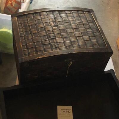 Vintage Wooden Box and Wooden Tray