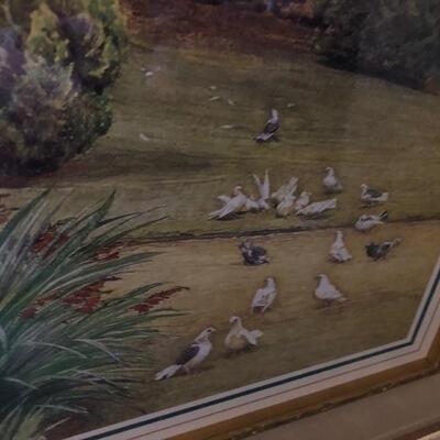 Gold Framed Garden Birdhouse Art Work