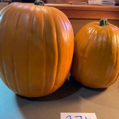 Lot 271 - two real looking pumpkins