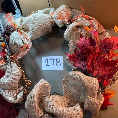 Lot 278 - burlap fall wreath