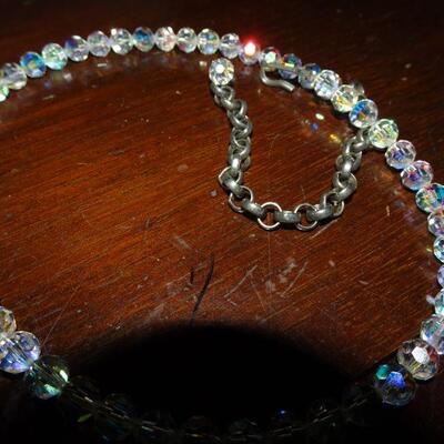 Beautiful Crystal & Sterling Silver Necklace, Adjustable 