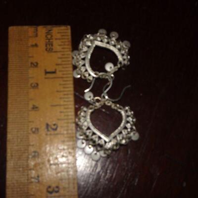 Fun India Moroccan Style Heart Dangle Earrings, Sterling Silver 