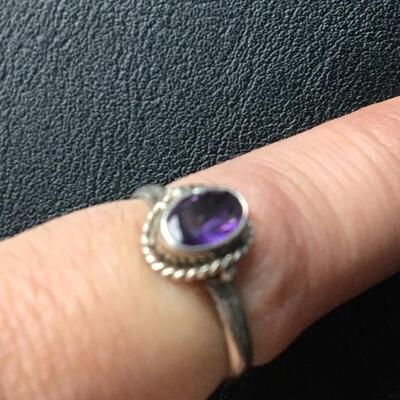 Vintage Sterling Ring with Amethyst Style Stone Size 5.5