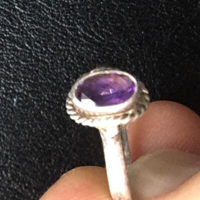 Vintage Sterling Ring with Amethyst Style Stone Size 5.5