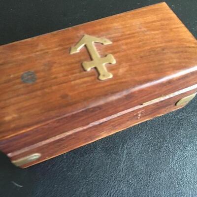 Wooden Jewelry Box and Contents with Bulova Watch 