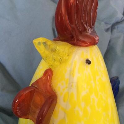 Murano Style Blown Glass Large Rooster 8â€