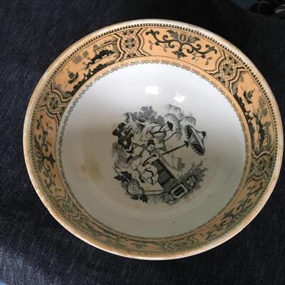 Antique Dutch Petrus Regout & Co. Maastricht Pajong Pattern Ceramic Large 8â€ Bowl