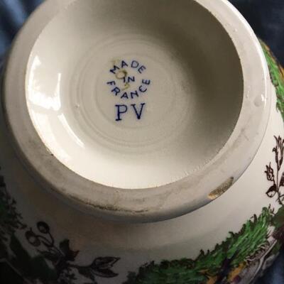 Antique French Porcelain Teapot and Rice Bowl