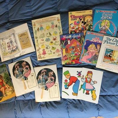Collection of 12+ pieces with Vintage Paper Doll Sets and Coloring Books