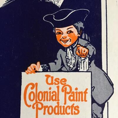 Vintage COLONIAL PAINT PRODUCTS Double Sided Sign 8 x 9