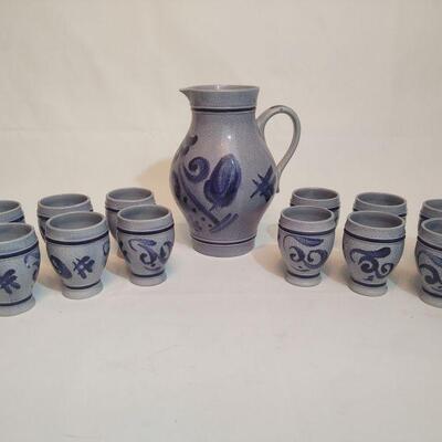 27 - Pottery Pitcher & Cup Set
