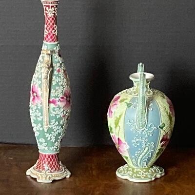 A-211 Two Unmarked Moriage Vases