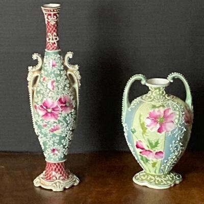 A-211 Two Unmarked Moriage Vases