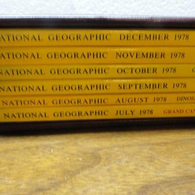 1978 National Geographic Magazine - complete set of 12 with faux leather cases Cases in great condition Books in normal good condition