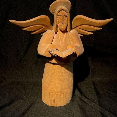 Santa Fe carver Joe Ortega Wooden Angel signed