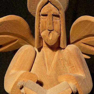 Santa Fe carver Joe Ortega Wooden Angel signed