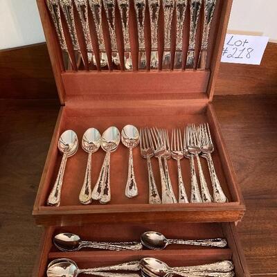 J-222 Wm. Rogers & Son 48pc, Silver Plate Flatware With Wooden Chest