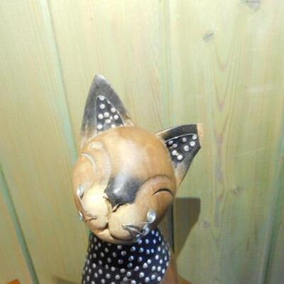Set of Decorative Wood Carved Cats with Wire Accents for Whiskers 12