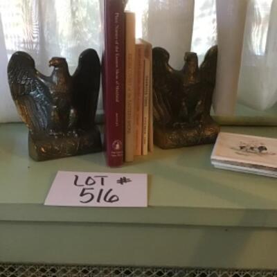 B516 Eagle Metal Bookends with Local Books