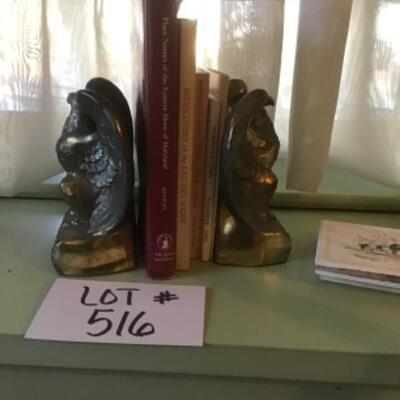 B516 Eagle Metal Bookends with Local Books