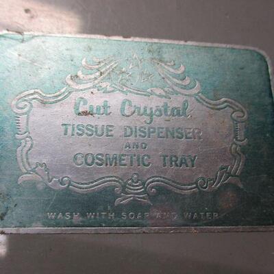 Lot 66 - Cut Crystal Tissue Dispenser & Cosmetic Tray - Dusting Powder Box