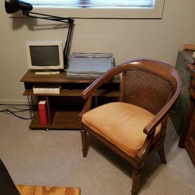 49 - Cane Back Chair & Rolling Cart