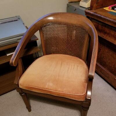 49 - Cane Back Chair & Rolling Cart