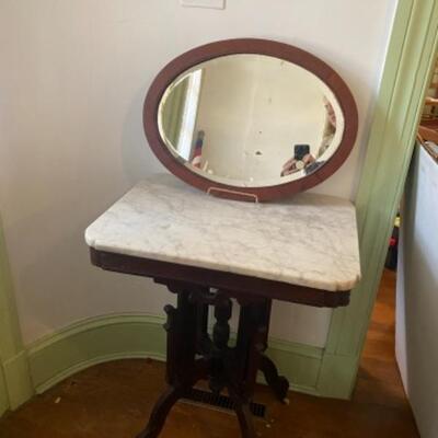 A532 Victorian Marble Top Table with Mirror 