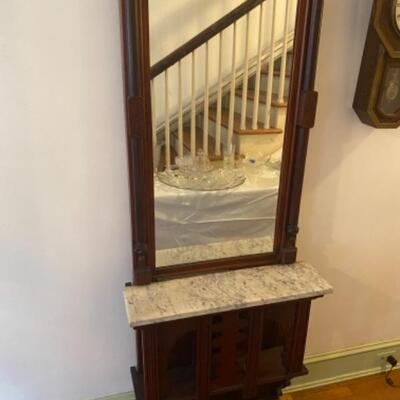 A530 Victorian Hall Pier Mirror with Marble Shelf 
