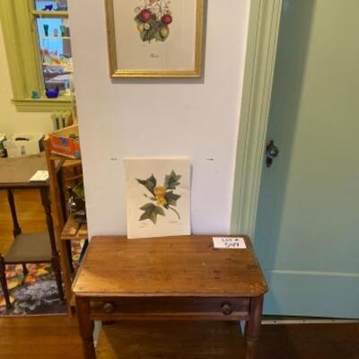 A549 Antique Single Drawer Stand with Prints 