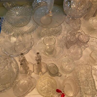 D563 Lot of Antique Pressed Glass and Cut Glass 