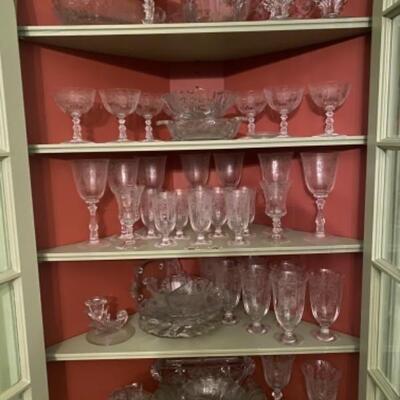D574 Lot of Fostoria Meadow Rose Glassware 