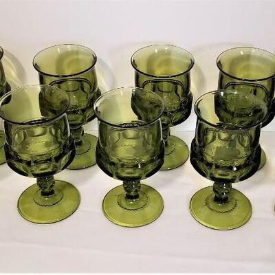 Lot #3  Set of 10 Avocado Green MidCentury Water Goblets