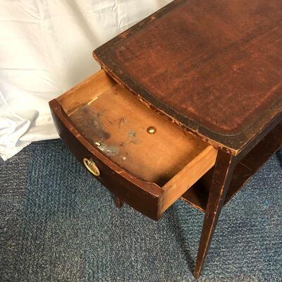Lot 3 - Solid Wood Side Table with Drawer and Leather Top LOCAL PICKUP ONLY