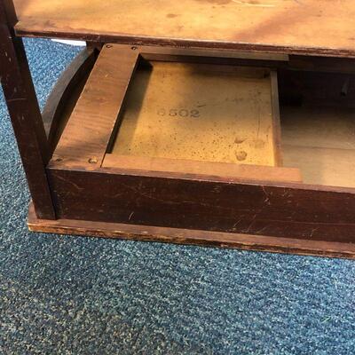 Lot 3 - Solid Wood Side Table with Drawer and Leather Top LOCAL PICKUP ONLY