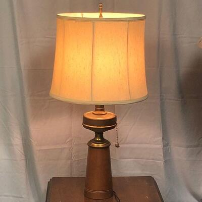 Lot 13 - Mid-Century Wood and Brass Lamp LOCAL PICK UP ONLY
