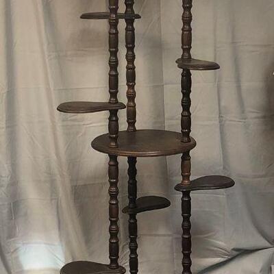 Lot 16 - Mid-Century Solid Wood Plant Shelf