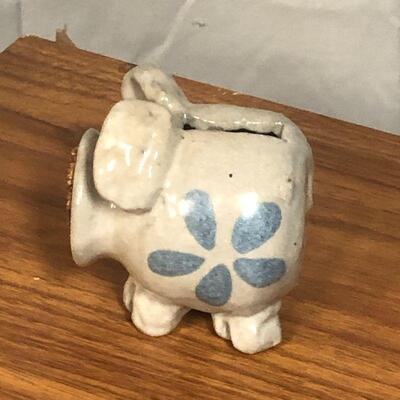 Lot 25 - Stoneware Folk Art Pig with Cork Bank