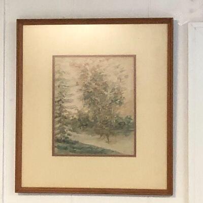 Lot 78 - Watercolor of Woods by Lake