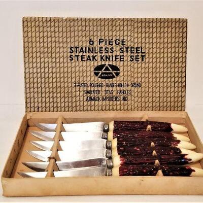 Lot #9  Set of Mid-Century Steak Knives in Original Box