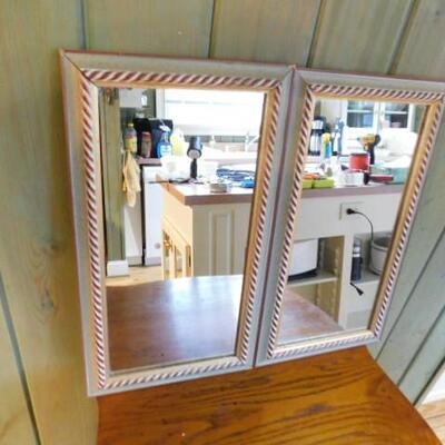 Pair of Matching Framed Accent Wall Mirrors 10