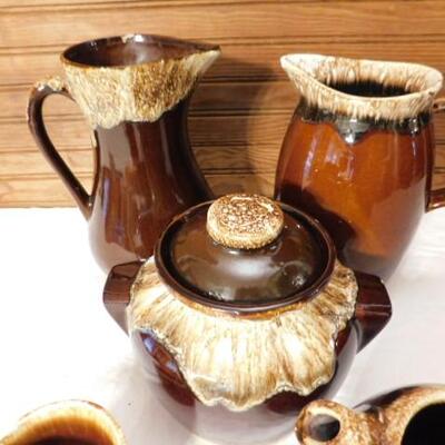 Nice Collection of Brown Drip Glaze Kitchen Pottery 