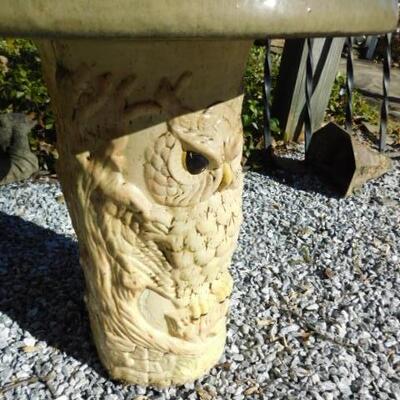 Ceramic Bird Bath with Potter Owl Themed Base 
