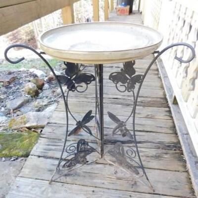Decorative Wrought Iron Plant Stand with Pottery Planter Plate 28