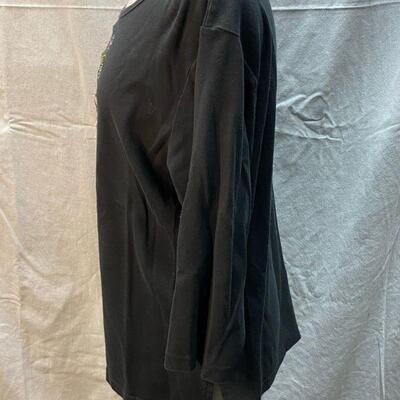 Bob Mackie Wearable Art 3/4 Sleeve Black Embroidered Shirt Size XL YD#020-1220-02009